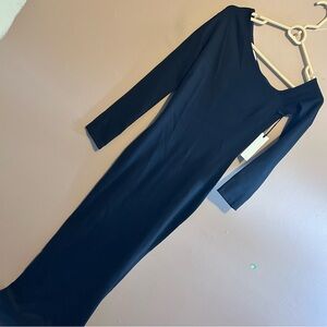 NWT L'AGENCE Black Long Sleeve Maxi Dress Asymmetric Neck Line Size Small
